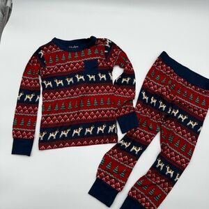 Hatley Bamboo Red/Navy Festive Frenchie Bulldog Dog Kids Pajama Set, 3